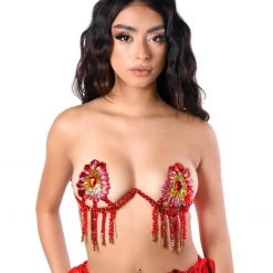 THE LUMI SHOP Red Magnolia Carnival Bra Top