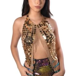 THE LUMi SHOP Sequin Sets Sunset Touch Tassel Top
