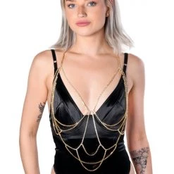 THE LUMI SHOP Gold Rhinestone Horizon Body Chain
