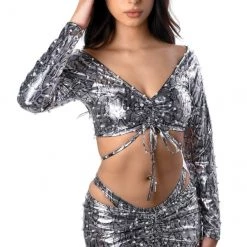 THE LUMI SHOP Metallic Pearl Snake Mini Skirt