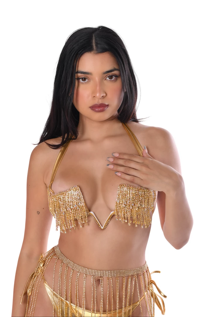 THE LUMI SHOP Gold Rhinestone Tassel Top 3 THE LUMI SHOP Gold Rhinestone Tassel Top