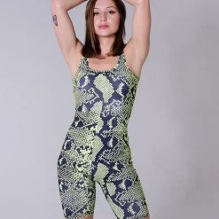 THE LUMi SHOP Green Snake Pattern Romper