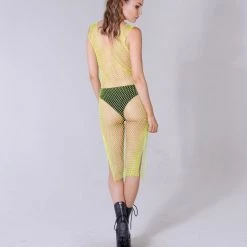 THE LUMi SHOP Crystal Fishnet Dress - Lime