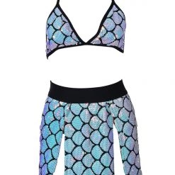 THE LUMi SHOP Aquamarine Queen Handcrafted Sequin Set (Top & Skirt) Sequin Sets