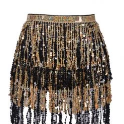 THE LUMi SHOP Sequin Skirts Holographic Sequin Skirt - Gold/Black