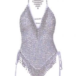 THE LUMi SHOP HAND-STITCHED Hand Stitched Sequin Bodysuit- Moonlight
