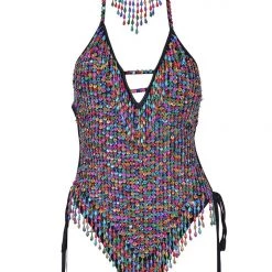 THE LUMi SHOP Hand Stitched Sequin Bodysuit- Lucky Charms HAND-STITCHED