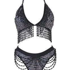 THE LUMi SHOP Hand Stitched Sequin Bra Top- Disco Barbie HAND-STITCHED