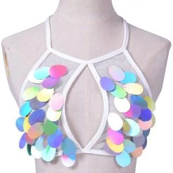 THE LUMi SHOP Pastel Meadow Sequin Halter Top Sequin Tops