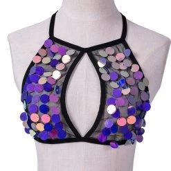 THE LUMi SHOP Sequin Tops Electric Lavender Sequin Halter Top