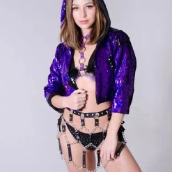 THE LUMi SHOP Sequin Cropped Jacket - Mystery