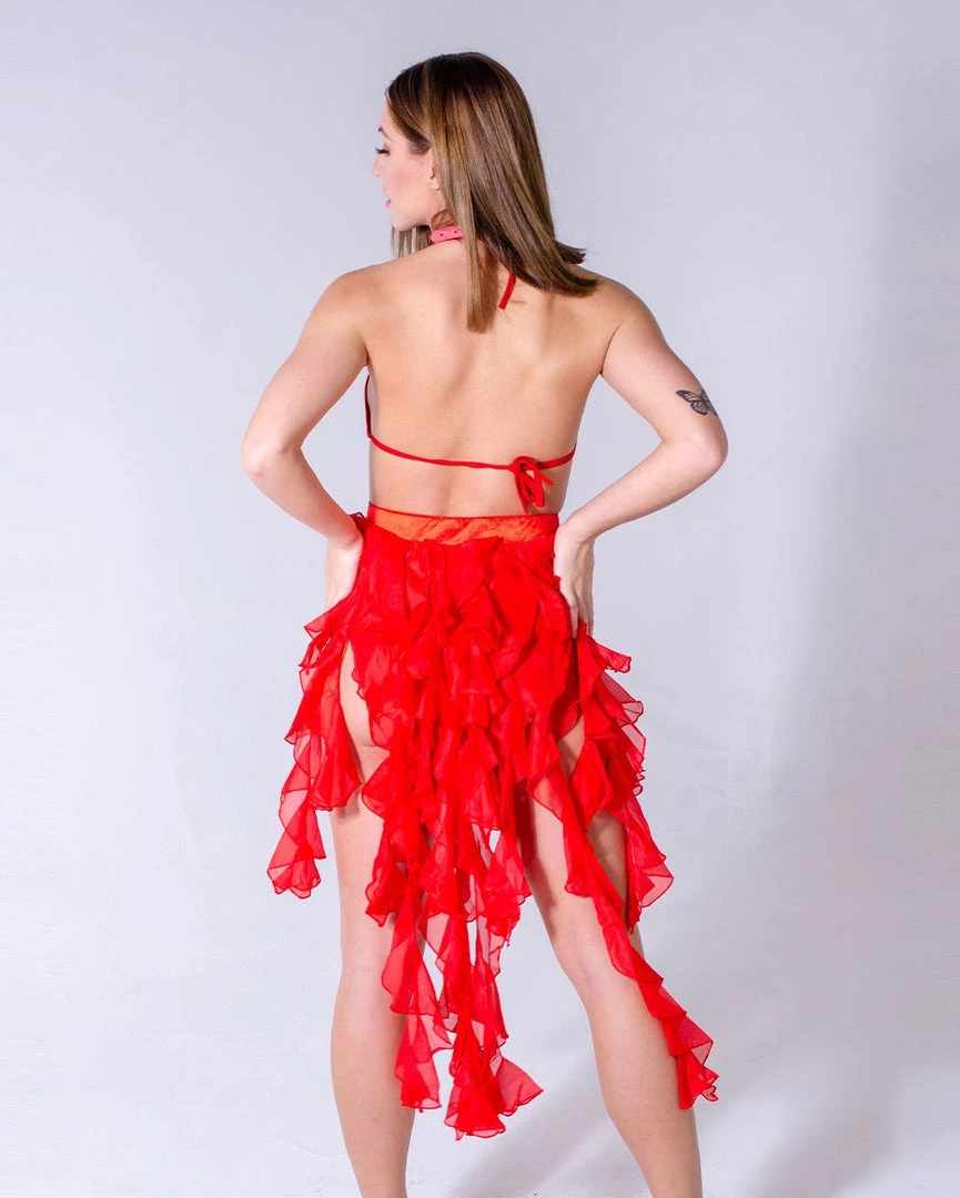 THE LUMi SHOP Burner Gal Red Long Skirt Skirts 7 THE LUMi SHOP Burner Gal Red Long Skirt Skirts