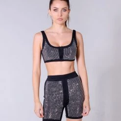 THE LUMi SHOP Black Rhinestone Top & Bottom Set Sequin Sets