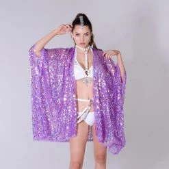 THE LUMi SHOP Disco Sequin Kimono - Purple Holographic 10 THE LUMi SHOP Disco Sequin Kimono - Purple Holographic