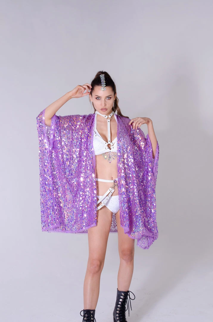 THE LUMi SHOP Disco Sequin Kimono - Purple Holographic 5 THE LUMi SHOP Disco Sequin Kimono - Purple Holographic