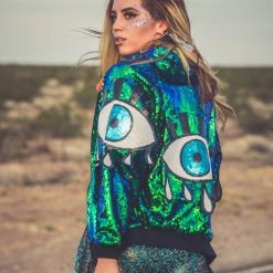 THE LUMi SHOP Reversible Sequin Jacket - Mermaid Cropped Disco Jacket (One Size)