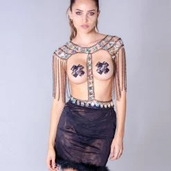 THE LUMi SHOP Black Fuzzy Top & Skirt Set Sequin Sets