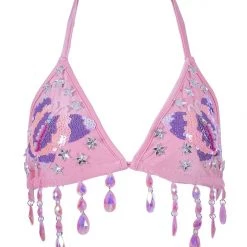 THE LUMi SHOP Hand Stitched Sequin Top- Pink Butterfly Dream HAND-STITCHED