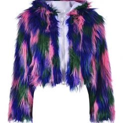 THE LUMi SHOP Jackets Disco Cropped Fur Jacket - Electric Jungle