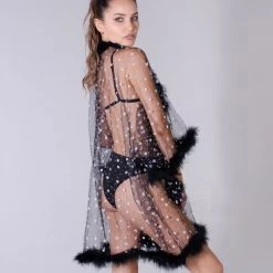 THE LUMi SHOP Fuzzy Kimono - Black Blossom