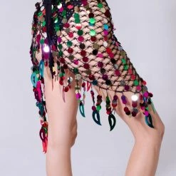 THE LUMi SHOP Rainbow Fishnet Coin Skirt