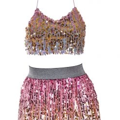 THE LUMi SHOP Sequin Sets Platinum Blossoms Sequin Set (Top & Skirt)
