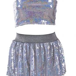 THE LUMi SHOP Holographic Sequin Tube Top Sequin Tops