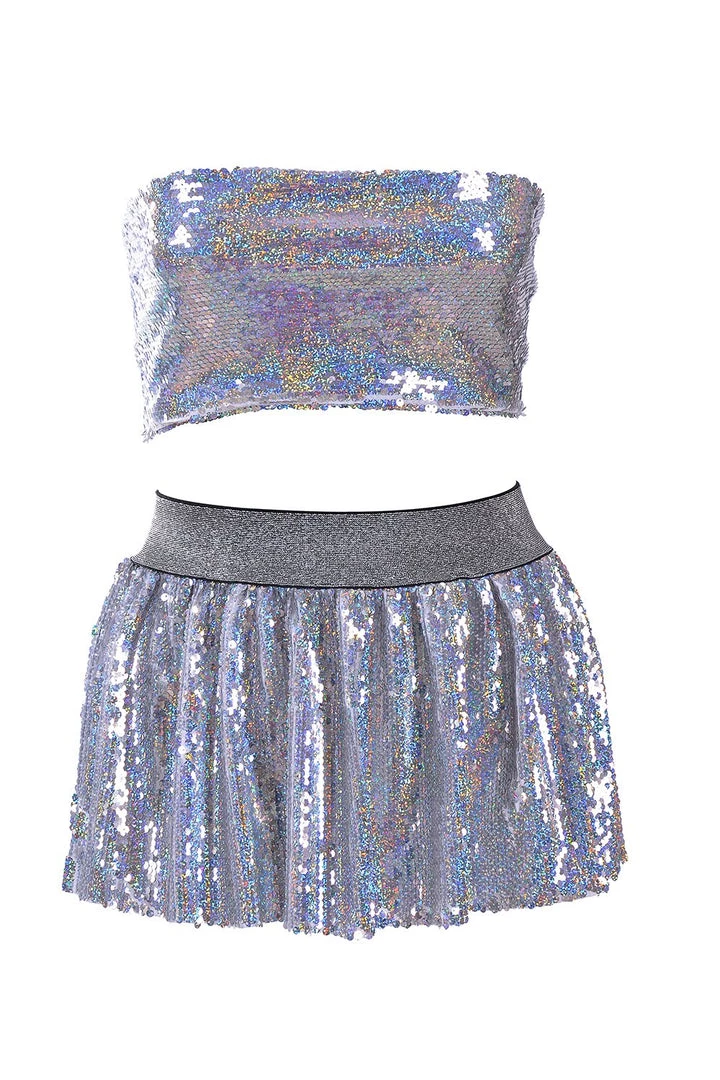 THE LUMi SHOP Reversible Sequin Set (Halter Top & Skirt) - Holographic Sequin Sets 5 THE LUMi SHOP Reversible Sequin Set (Halter Top & Skirt) - Holographic Sequin Sets