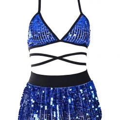 THE LUMi SHOP Ocean Blue Sequin Set (Top & Skirt)