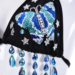 THE LUMi SHOP Hand Stitched Sequin Set- Royal Blue Butterfly