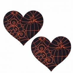THE LUMi SHOP Orange Spider Net Heart Pasties