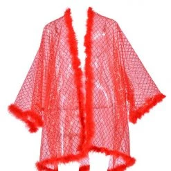 THE LUMi SHOP Signature Sequin Kimonos Fuzzy Sequin Kimono - Red Glitter