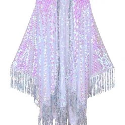 Lumishopusa Disco Sequin Tassel Kimono - Pink Iridescent Signature Sequin Kimonos