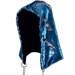 THE LUMi SHOP Sequin Hoods Reversible Sequin Hood - Sky Blue