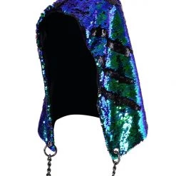 THE LUMi SHOP Sequin Hoods Reversible Sequin Hood - Peacock