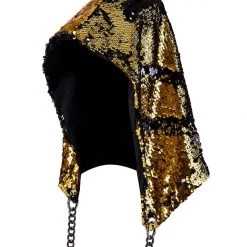 THE LUMi SHOP Reversible Sequin Hood - Gold & Black Sequin Hoods