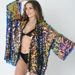 THE LUMi SHOP Signature Sequin Kimonos Disco Sequin Kimono- Peacock