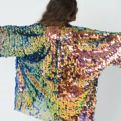 THE LUMi SHOP Signature Sequin Kimonos Disco Sequin Kimono- Peacock