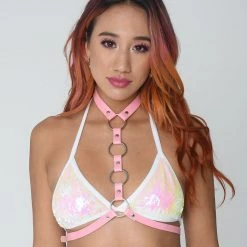 THE LUMi SHOP Pink Cross Body Harness Top