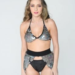 THE LUMi SHOP Zebra Open Front Mini Sequin Skirt