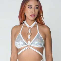 THE LUMi SHOP White Cross Body Harness Top