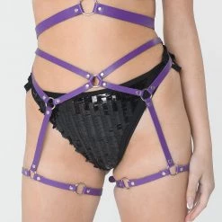THE LUMi SHOP Purple Vegan Leather Leg Harness SPRING 2022