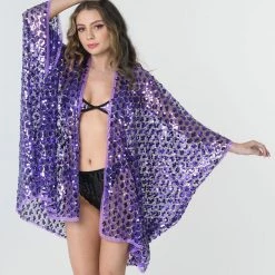 Lumishopusa Disco Sequin Kimono - Violet
