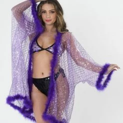 THE LUMi SHOP Signature Sequin Kimonos Fuzzy Sequin Kimono - Fuchsia