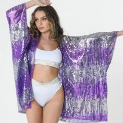 THE LUMi SHOP Sequin Kimono - Babe Purple