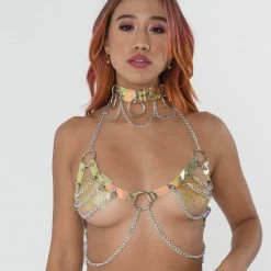 THE LUMi SHOP Iridescent Chain Harness Top