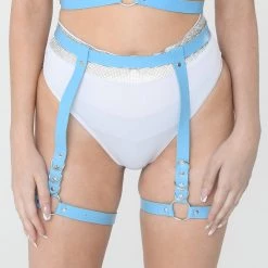 THE LUMi SHOP Blue Vegan Leather Leg Harness HARNESSES & CHAINS