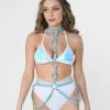 THE LUMi SHOP Tops Blue Chain Cross Body Harness Top