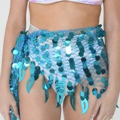 THE LUMi SHOP Aqua Sequin Wrap Skirt SPRING 2022