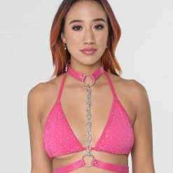 THE LUMi SHOP Rose Pink Cross Body Harness Top